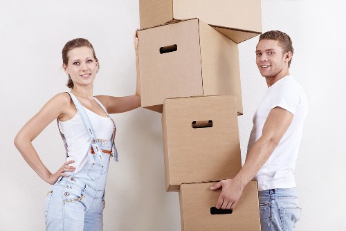 Packed office equipment ready for a Chelsfield business move